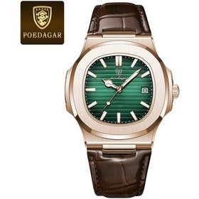 Resim Poedagar Lüks Erkek Kol Saati Su Geçirmez Aydınlık Tarih Deri Erkek Saatler Rose Gold Green L Altın 