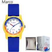 Resim Marco Küçük Fil Çocuk Saati - Okul, Sınav İçin Basit Kadranlı Su Geçirmez Kız Ve Erkek Çocuk Kol Saati Lacivert - Sarı 