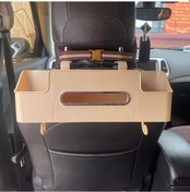 Resim Dashanshop 1 Adet Bej Araç Koltuğu Düzenleyici Çok Fonksiyonlu Saklama Kutusu Ve Mendillikli Dayanıklı Plastik Askılı Torba 