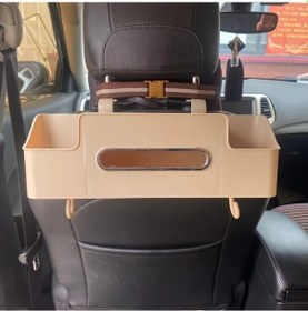 Resim Dashanshop 1 Adet Bej Araç Koltuğu Düzenleyici Çok Fonksiyonlu Saklama Kutusu Ve Mendillikli Dayanıklı Plastik Askılı Torba 