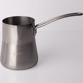 Resim Gzro 600 Ml Gümüş Kulplu Konik Çelik Cezve Sütlük 