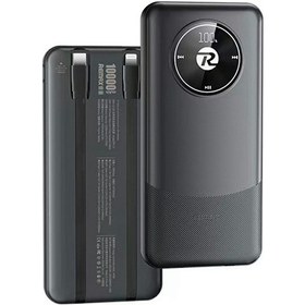 Resim Remax Rpp-37 10000mah Güç Bankası 20w + 22.5w İphone Uyumlu / Android İçin Çift Hızlı Şarj Dahili Kablolar Siyah 