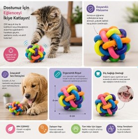 Resim Bakgelal İnteraktif Zilli Kauçuk Kedi Ve Köpek Oyun Topu 6 Cm Dayanıklı Çiğneme Ve Diş Bakım Oyuncağı 