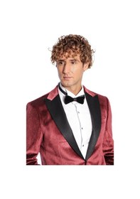Resim Wessi Simli Slim Fit Kadife Bordo Erkek Smokin Ceket Bordo 
