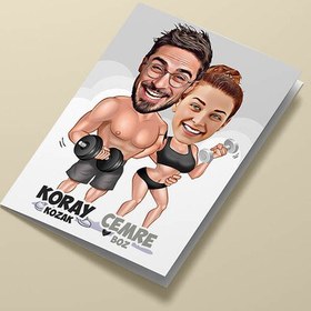 Resim Vücut Çalışan Sevgililer Karikatürlü Tebrik Kartı 