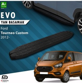 Resim S-dizayn Ford Tourneo Custom Kısa Şase Evo Siyah Yan Basamak 203 Cm 2012-2023 A+ Kalite 