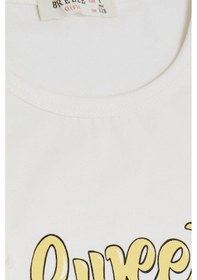 Resim Breeze Kız Çocuk Tişört Omzu Fırfırlı Dondurma Baskılı 4-8 Yaş, Ekru Ekru 