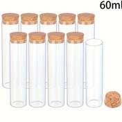 Resim 10 adet/set Cam Deney Tüpleri Ahşap Tıpa Kapaklarla - 60 ml | Ev, Farmasötik ve Laboratuvar Kullanımları için El Sanatları Depolama ve Düzenleme Kabı 
