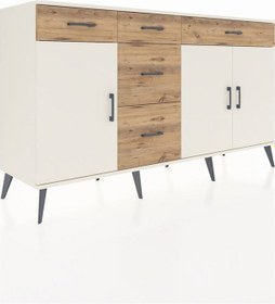 Resim Kronos Konsol 2 Raflı 5 Çekmeceli 3 Kapaklı 176x59x99 Aytaşı-aytaşı/çam Aytası/atlas Çam - Aytası 