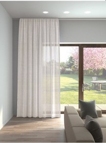 Resim Perle Keten Görünümlü Ütü İstemez Düz Tül Perde Ekru 