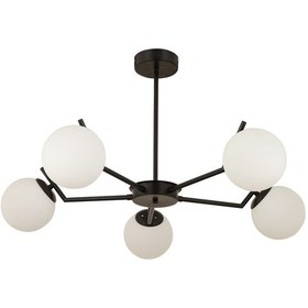 Resim Sara 5Li Siyah Beyaz Camlı Modern Genç Odası Yemek Masası Üstü Retro Salon Avize 