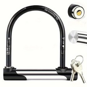 Resim 1 adet Ağır Hizmet U-Kilit, 18.8cm x 11.99cm - Elektrikli ve Bisiklet Motosikletleri için Şık Çelik Hırsızlık Önleyici Güvenlik Kiliti, Metal, Güç Gerektirmez, Parlatı Yüzey, Güvenli Depolama Çözümü | Parlatı Metal Yüzey, Dayanıklı Çelik Yapı, Bisiklet için U-Kilit 