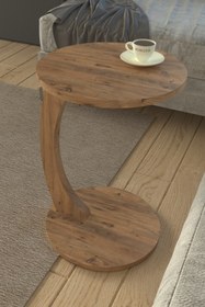 Resim Limnizza Yuvarlak Tekerlekli C Sehpa Koltuk Yanı Laptop Masası Modern Zigon Yan Sehpa Salon Ofis 