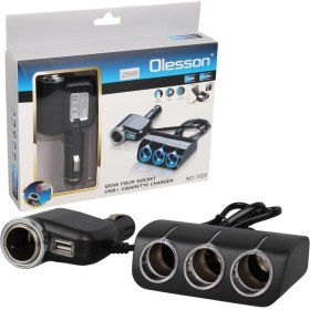 Resim Olesson 1528 12-24V Tek USB Girişli 120W 80CM Kablolu 3'lü Araç Çakmak Çoklayıcı 