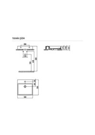 Resim Creavit Vox Tezgah Üstü Kare Lavabo 50x50 CM Vx255 