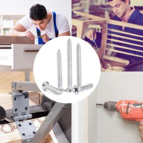 Resim Badem10 Sunta Vidası 5X70 Paket 200 Adet Sivri Uçlu Ahşap Tahta Ağaç Mobilya Ayak Kulp Vidası 