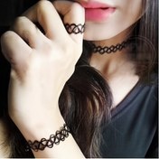 Resim Avrupa ve Amerikan retro takı, oyma desenli, örgü balıkçı ipliği, elastik karışık kolye, bileklik, yüzük, seksi 