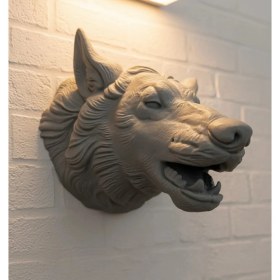 Resim Bucuks Mey Ithalat® Kurt Başı Duvar Aksesuarı Gri Renk Asılabilir Hediyelik Figür 