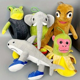 Resim Tralala TungTung Sahur Peluş Oyuncaklar - Sevimli Kurbağa, Fil, Muz Maymunu, Köpekbalığı ve Çubuk Figürü ile Yeşil Gözler ve Pembe Ağız - Halloween, Şükran Günü, Noel, Yeni Yıl, Sevgililer Günü, Anneler Günü, Karnaval, Paskalya Hediyeleri, Oyuncak Tasarımı için Peluş Oyuncaklar, Zihinsel Tasarım 