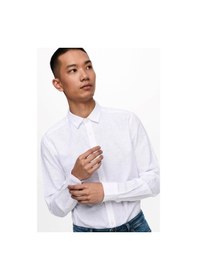 Resim Only & Sons Erkek Onscaiden Slim Fit Keten Gömlek 22012321 Beyaz 