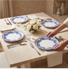 Resim Güral Yaprak Desenli 25 Cm 4lü Düz Servis Tabağı Çok Renkli 