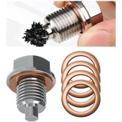 Resim Padalink 304 Paslanmaz Çelik M14x1.5 Manyetik Yağ Cıvata, Motoru Korumak İçin Niyodim Manyeti Ve 5 Bakır Washer Dahil 