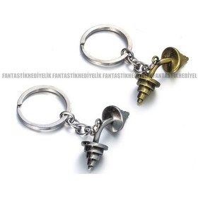 Resim Dambıl Tasarım Paslanmaz Çelik Fitness Tasarım Ağırlık Anahtarlık 