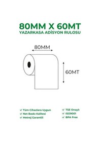 Resim 80x60 Termal Rulo Yazarkasa Adisyon Rulosu 6 Paket 60 Adet Tse Belgeli Bpa Free 