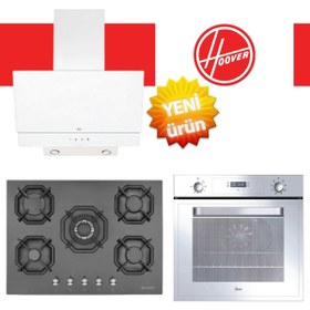 Resim Hoover Massivo Ankastre Set (HOT3051WI + EMİNÇELİK 22 385 S 5 Gözlü Siyah Ocak + HDG6C2GWTK) 