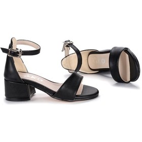Resim Kiko Kids Kiko 769 Kum Cilt Günlük Kız Çocuk 3 Cm Topuk Sandalet Ayakkabı S Siyah 