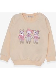 Resim Breeze Kız Çocuk Sweatshirt Sevimli Hayvancıklar Baskılı 1.5-5 Yaş, Krem-krem Krem 