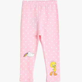 Resim Kız Bebek Tweety Lisanslı Puantiyeli Pamuklu Uzun Boy Tayt 