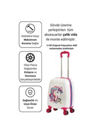 Resim G&d Polo Suitcase Gedox Kids Pembe Beyaz Unicorn Desenli Kız Çocuk Valizi 152 