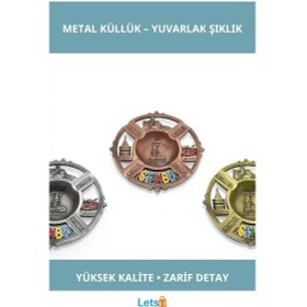 Resim İstanbul Temalı Yöresel Yuvarlak Metal Küllük 
