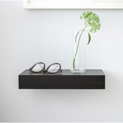 Resim IKEA Siyah Lack 30x26 Cm Venge Gizli Bağlantılı Ahşap Duvar Rafı Suntalam 30 Cm 26 Cm 