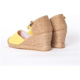 Resim Gerçek Elişi Burnu Hasır Dolgu Topuk Sarı Keten Hasır Espadril Handmade Sarı 