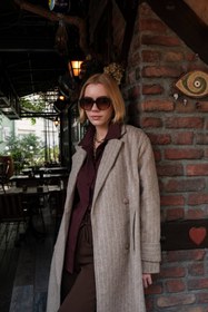 Resim MODA S&S BZLİNE Çizgili kaşe kaban 