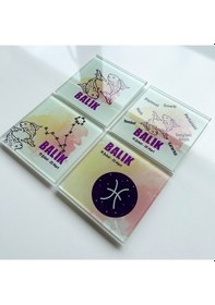 Resim Decorita Cam Bardak Altlığı Burçlar - Balık Burcu 4'lü Takım Çok Renkli 
