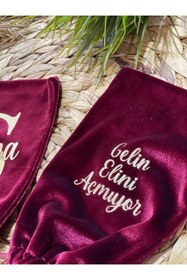 Resim NO NAME Kına Gelin Eldiveni Isim Baskılı Bordo 