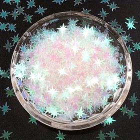 Resim 1 adet 10g Iridescent Beyaz Yıldız Pulları DIY El İşleri, Dikiş, Etek & Elbise Dekoru için - Sekizgen Şekil, Koku İçermeyen, Parlak Bitiş, Sanat Projeleri ve Moda Aksesuarları için Mükemmel, Moda Aksesuar Süslemeleri | Parıltılı Etki | Dekoratif Malzeme, Dikiş Aksesuarları 
