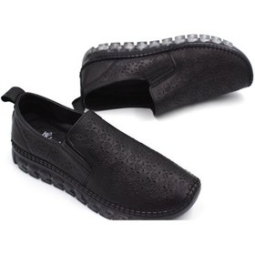 Resim Prego İniesta İçi Dışı Hakiki Deri Şeffaf Termo Kaymaz Taban Günlük Kadın Comfort Ayakkabı Siyah Siyah 