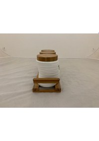 Resim Porselen Bambu Tepsili Baharatlık Takımı Beyaz 