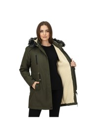 Resim Baglan Kadın Kapüşonlu İçi Peluş Mont Bgl-st05029 Haki 