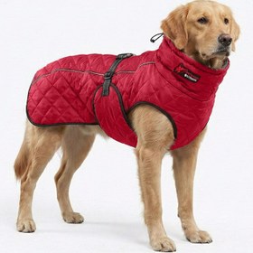 Resim Su Geçirme Reflektörlü Kışlık Köpek Montu - Sıcak Tutan Yelek Yağmurluk 52887 - Kırmızı / L 