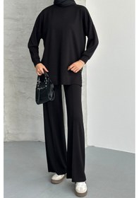 Resim Feela Moda Kadın Modal Penye Oversize Tesettür Tunik Takım 2020 Siyah 