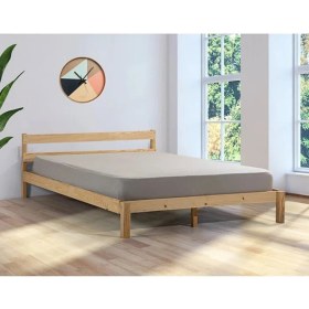 Resim Pinoxi Masif Ahşap Karyola Çift Kişilik 150X200 cm Doğal Ahşap Natural 