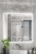 Resim KaraçamDekor Led Işıklı 57 X 57 Cm Kare Banyo Ve Konsol Aynası 