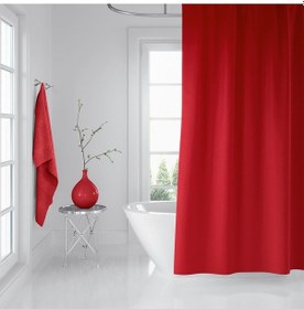 Resim Zethome Banyo Duş Perdesi Kırmızı 120x200 Perde Borusu Askı Apara Çok Renkli 