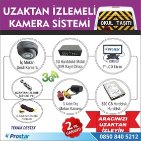 Resim Okul Ve Servis Taşıtları İçin 320 Gb Kayıtlı Kamera Set 