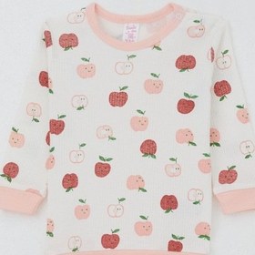 Resim Breeze Kız Bebek Pijama Takımı Omuzdan Patlı Sevimli Minik Elma Desenli 4 Ay-1 Yaş, Ekru Ekru 